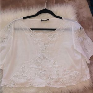 Brandy Melville White Crochet Detail Crop Top